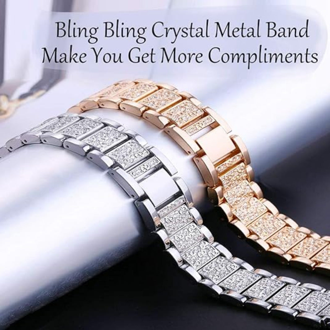 Luxury Bling Rhinestone Dressy Jewelry Metal Band for Smartwatch 22mm Straps & Bands Luxury Bling Rhinestone Dressy Jewelry Metal Band for Smartwatch 22mm Straps & Bands
